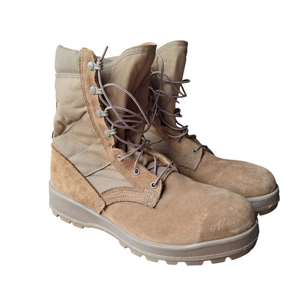 Belleville AFSTC Mens 12 R Tan Suede Steel Toe Military Combat Boots Vibram USA